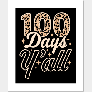 100 Days Y'all 100th Day of School Teacher Student Leopard Posters and Art